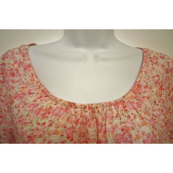 J Jill Top NEW Pink Orchid Floral Blouse Sz Small Peasant Shirt Relax May Fit M - Picture 3 of 5